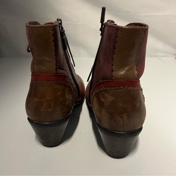 Dansko Felix Leather Ankle Boot Red Brown Purple Leather Lace Up SZ 36 - Picture 12 of 16